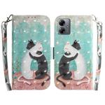 For Motorola Moto G14 3D Colored Horizontal Flip Leather Phone Case(Black White Cat)