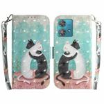 For Motorola Edge 40 Neo 3D Colored Flip Leather Phone Case(Black White Cat)