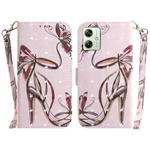 For Motorola Moto G54 3D Colored Horizontal Flip Leather Phone Case(Butterfly High-heeled)