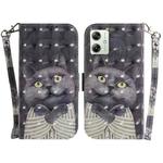 For Motorola Moto G54 3D Colored Horizontal Flip Leather Phone Case(Hug Cat)