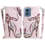For Motorola Moto G Play 4G 2024 3D Colored Horizontal Flip Leather Phone Case(Butterfly High-heeled)