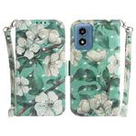 For Motorola Moto G Play 4G 2024 3D Colored Flip Leather Phone Case(Watercolor Flower)