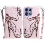 For Motorola Edge 50 Pro 3D Colored Horizontal Flip Leather Phone Case(Butterfly High-heeled)