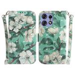 For Motorola Edge 50 Pro 3D Colored Horizontal Flip Leather Phone Case(Watercolor Flower)