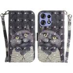 For Motorola Edge 50 Pro 3D Colored Horizontal Flip Leather Phone Case(Hug Cat)