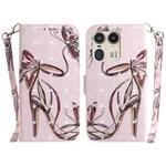 For Motorola Edge 50 Ultra 3D Colored Horizontal Flip Leather Phone Case(Butterfly High-heeled)