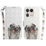 For Motorola Edge 50 Ultra 3D Colored Flip Leather Phone Case(Pug)