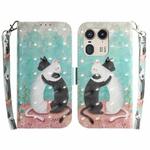 For Motorola Edge 50 Ultra 3D Colored Flip Leather Phone Case(Black White Cat)