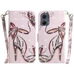 For Motorola Edge 2024 3D Colored Flip Leather Phone Case(Butterfly High-heeled)