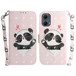 For Motorola Edge 2024 3D Colored Horizontal Flip Leather Phone Case(Heart Panda)