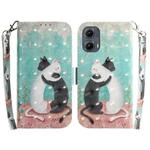 For Motorola Edge 2024 3D Colored Flip Leather Phone Case(Black White Cat)