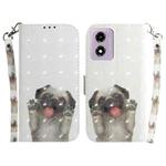 For Motorola Moto G04s / Moto E14 3D Colored Flip Leather Phone Case(Pug)