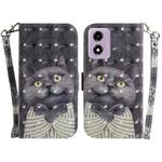 For Motorola Moto G04s / Moto E14 3D Colored Horizontal Flip Leather Phone Case(Hug Cat)