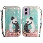 For Motorola Moto G04s / Moto E14 3D Colored Horizontal Flip Leather Phone Case(Black White Cat)