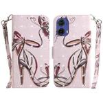 For Motorola Moto G85 3D Colored Flip Leather Phone Case(Butterfly High-heeled)