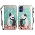 For Motorola Moto G85 3D Colored Flip Leather Phone Case(Black White Cat)