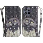 For Motorola Edge 50 Neo 5G Global 3D Colored Flip Leather Phone Case(Hug Cat)