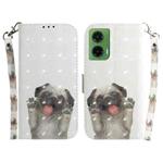 For Motorola Moto G35 3D Colored Flip Leather Phone Case(Pug)