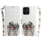 For Motorola Moto G 5G 2025 3D Colored Flip Leather Phone Case(Pug)