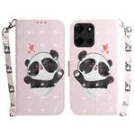 For Motorola Moto G 5G 2025 3D Colored Flip Leather Phone Case(Heart Panda)