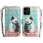 For Motorola Moto G 5G 2025 3D Colored Flip Leather Phone Case(Black White Cat)