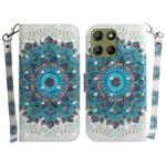 For Motorola Moto G15 3D Colored Flip Leather Phone Case(Peacock Wreath)