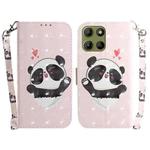 For Motorola Moto G15 3D Colored Flip Leather Phone Case(Heart Panda)