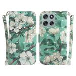 For Motorola Moto G56 5G / G66j 5G / G66y 5G 3D Colored Flip Leather Phone Case(Watercolor Flower)