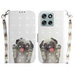 For Motorola Moto G56 5G / G66j 5G / G66y 5G 3D Colored Flip Leather Phone Case(Pug)