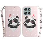 For Motorola Moto G56 5G / G66j 5G / G66y 5G 3D Colored Flip Leather Phone Case(Heart Panda)