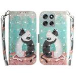 For Motorola Moto G56 5G / G66j 5G / G66y 5G 3D Colored Flip Leather Phone Case(Black White Cat)