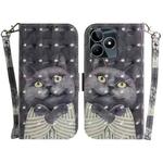 For Realme C53 / Narzo N53 3D Colored Horizontal Flip Leather Phone Case(Hug Cat)