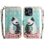 For Realme C53 / Narzo N53 3D Colored Horizontal Flip Leather Phone Case(Black White Cat)