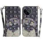 For Realme 11 4G Global 3D Colored Horizontal Flip Leather Phone Case(Hug Cat)