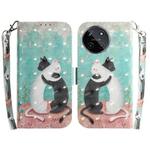 For Realme 11 4G Global 3D Colored Horizontal Flip Leather Phone Case(Black White Cat)