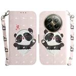 For Realme 12 Pro+ Global 3D Colored Horizontal Flip Leather Phone Case(Heart Panda)