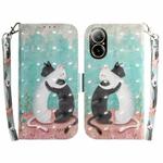 For Realme C67 4G Global 3D Colored Horizontal Flip Leather Phone Case(Black White Cat)