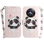 For Realme 12 5G 3D Colored Horizontal Flip Leather Phone Case(Heart Panda)