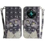 For Realme 12+ 3D Colored Horizontal Flip Leather Phone Case(Hug Cat)