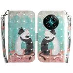 For Realme 12+ 3D Colored Horizontal Flip Leather Phone Case(Black White Cat)
