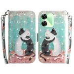 For Realme C61 / C63 / Note 60 3D Colored Horizontal Flip Leather Phone Case(Black White Cat)