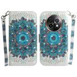 For Realme 13+ Global 3D Colored Horizontal Flip Leather Phone Case(Peacock Wreath)