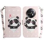 For Realme 13+ Global 3D Colored Horizontal Flip Leather Phone Case(Heart Panda)