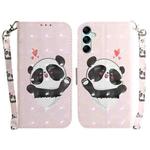 For Samsung Galaxy M54 3D Colored Horizontal Flip Leather Phone Case(Heart Panda)