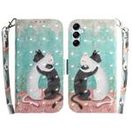 For Samsung Galaxy M54 3D Colored Horizontal Flip Leather Phone Case(Black White Cat)