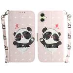 For Samsung Galaxy A05 3D Colored Horizontal Flip Leather Phone Case(Heart Panda)