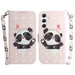 For Samsung Galaxy S24+ 5G 3D Colored Horizontal Flip Leather Phone Case(Heart Panda)