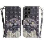 For Samsung Galaxy S24 Ultra 5G 3D Colored Horizontal Flip Leather Phone Case(Hug Cat)