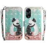 For OPPO A98 5G / F23 5G India 3D Colored Horizontal Flip Leather Phone Case(Black White Cat)