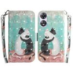 For OPPO A58 4G 3D Colored Horizontal Flip Leather Phone Case(Black White Cat)